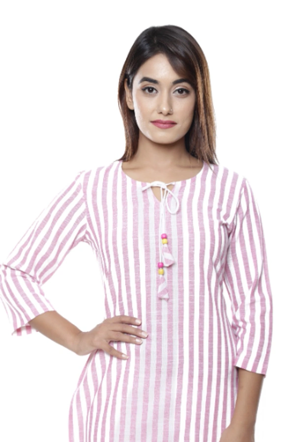 South Cotton Striped Pink Kurta - S